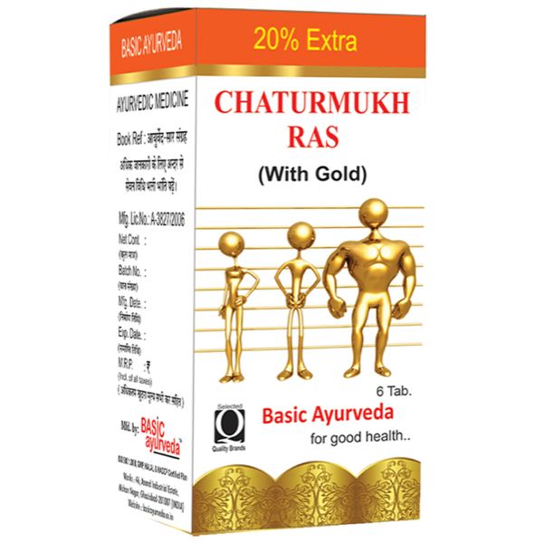 Basic Ayurveda Chaturmukh Ras with Gold pack