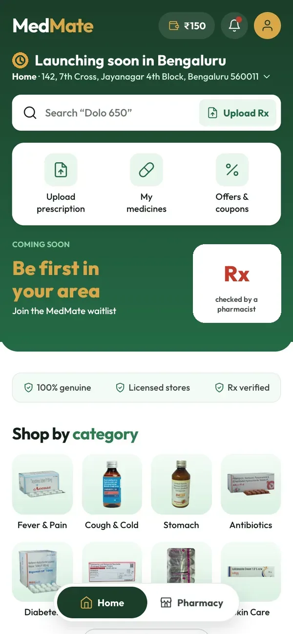 Preview of the MedMate app home screen